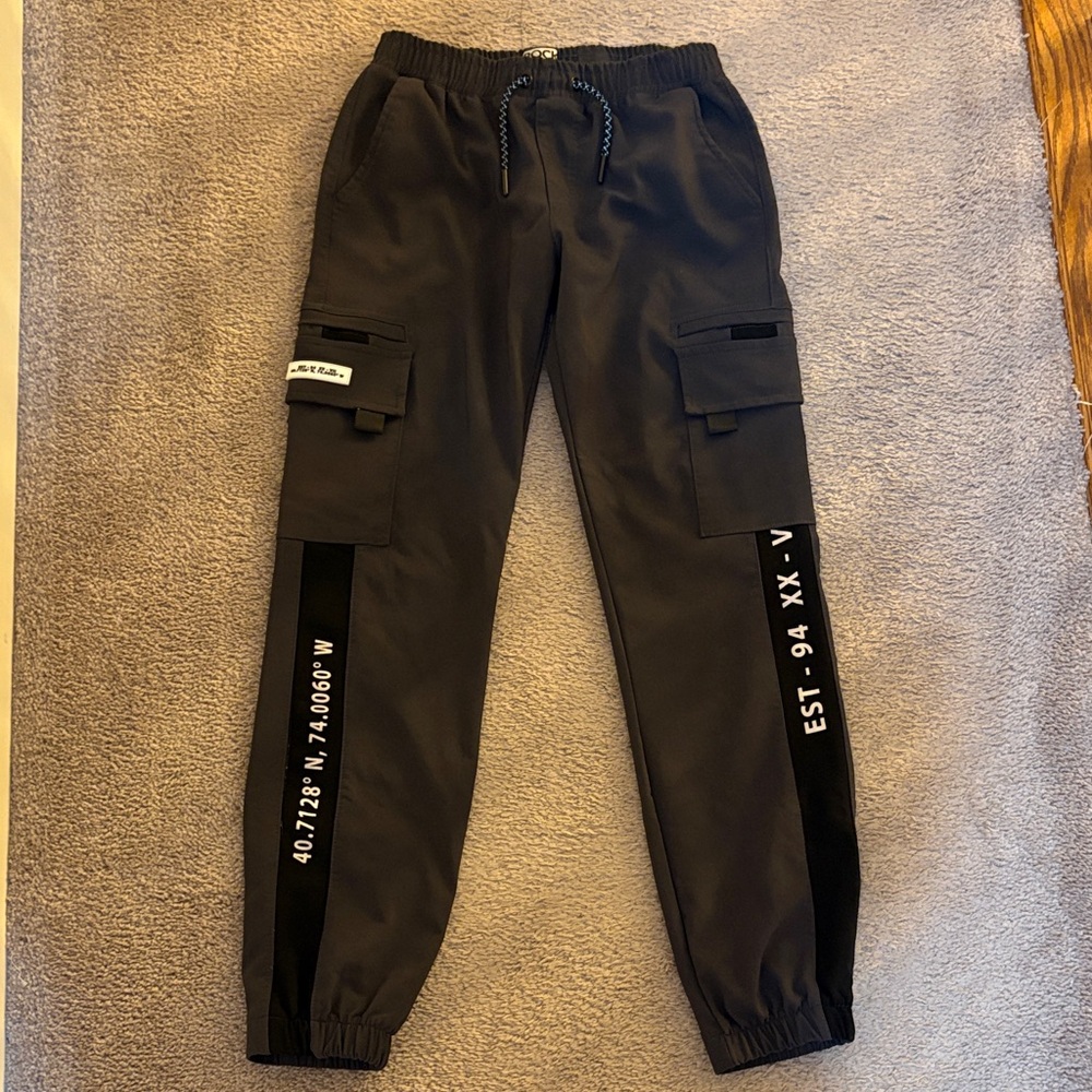Kids Black Cargo Sweatpants